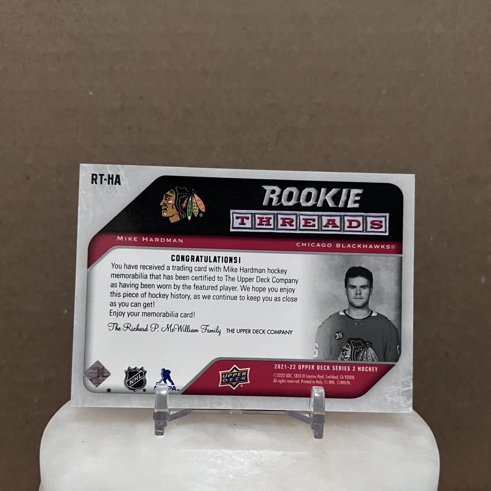 2021-22 Upper Deck Series 2 Rookie Threads Retro Mike Hardman #RT-HA Rookie RC - Image 2 of 2