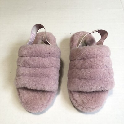 UGG Fluff Yeah Slide Pink Rose Fur Slippers Womens Size 6 | eBay