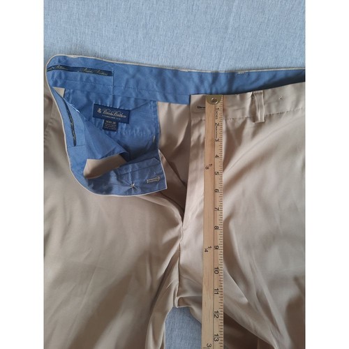 Brooks Brothers Men's W38XL30 Chino Tapered Pleated Mid-Rise Stretch Pants Brown - Picture 3 of 9