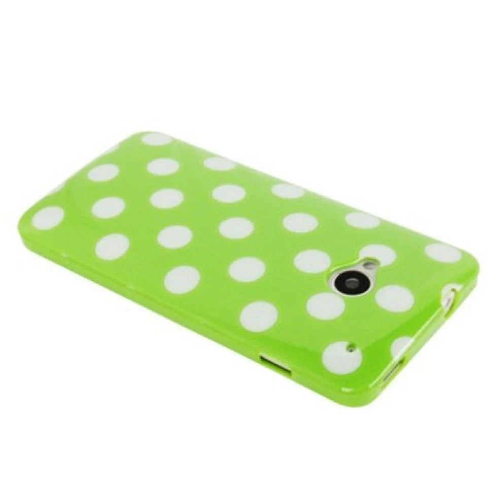 Punti Custodia Protettiva Rockabilly Case Bumper per Cellulare HTC One M7 Verde - Immagine 3 di 4