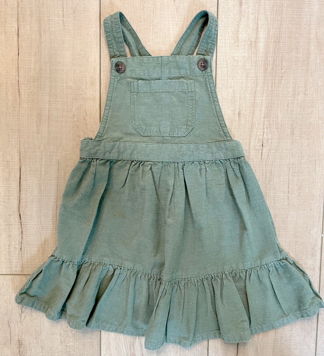 Girls Old Navy Olive Green Pinafore Overall Dress 3T