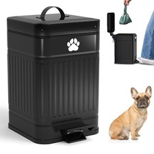 Small Dog Poop, 1.3 Gal Metal Indoor Outdoor Trash Can with Lid for dog poop