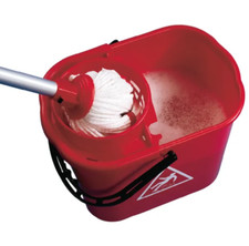 Image of 2Work Red Plastic Mop Bucket with Wringer 15 Litre FREE NEXT WORKING DAY DELIVER