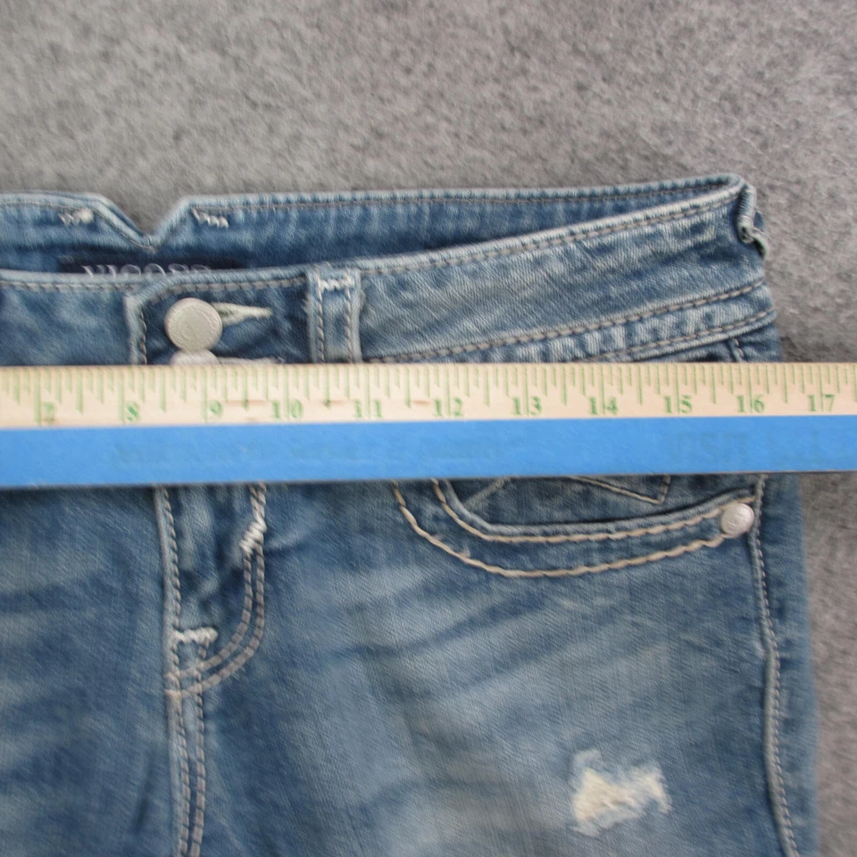 Pantalones de mezclilla para mujer Vigoss 3/4 azul lavado a la piedra tiro bajo boyfriend Foto 3 de 4