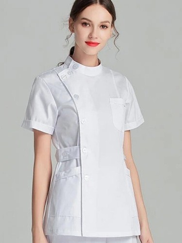 Conjunto de uniformes exfoliantes cortos de enfermera abrigo de laboratorio uniforme médico mujer ropa médica - Imagen 7 de 17