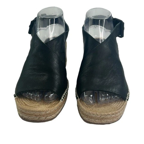 Rag & Bone Women SZ 7/37 Black Leather Crisscross Strappy Espadrille Sandal Boho - Image 3 of 4