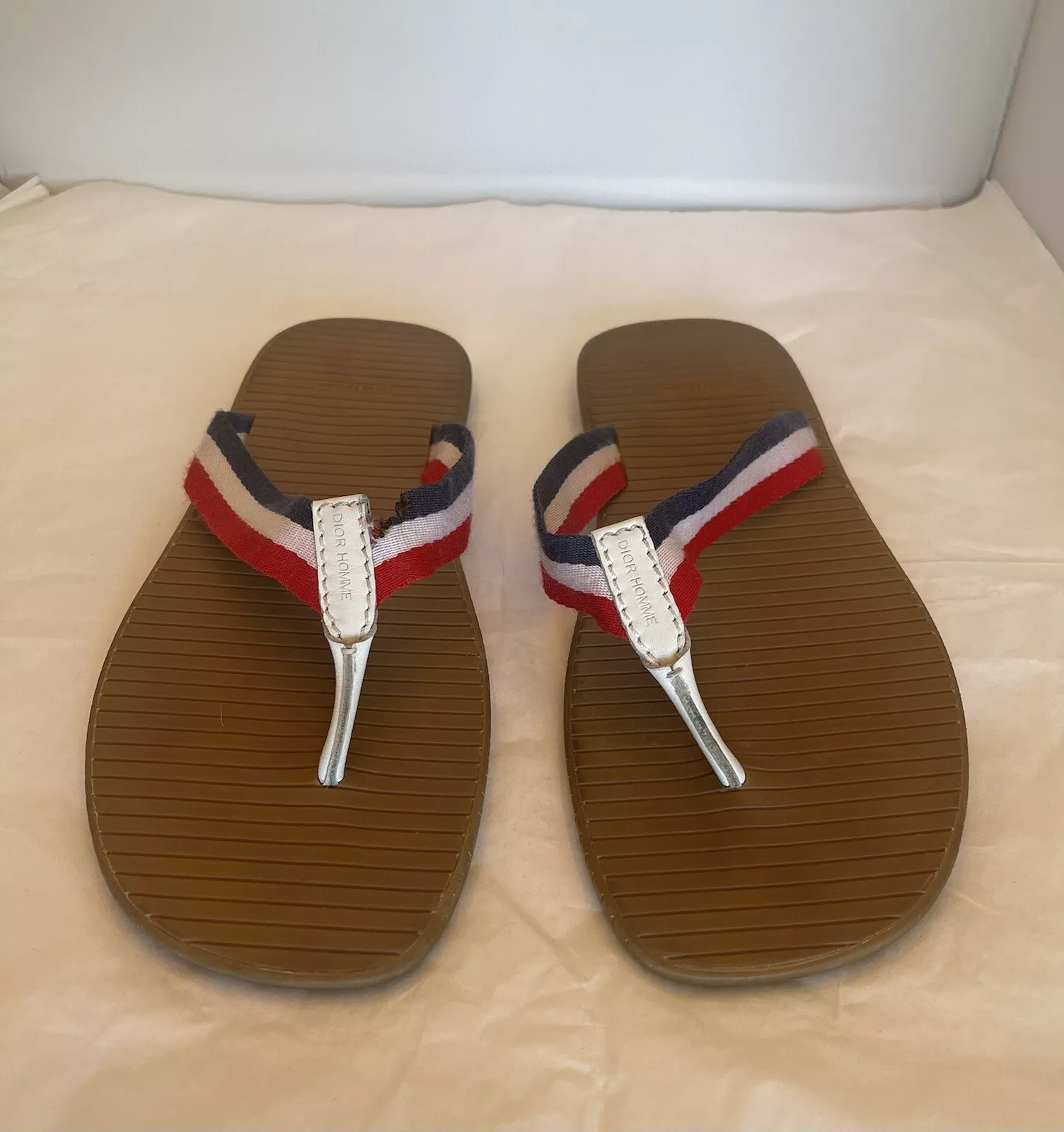 Sandales à rabat DIOR HOMME hommes UE 44 rouge blanc bleu