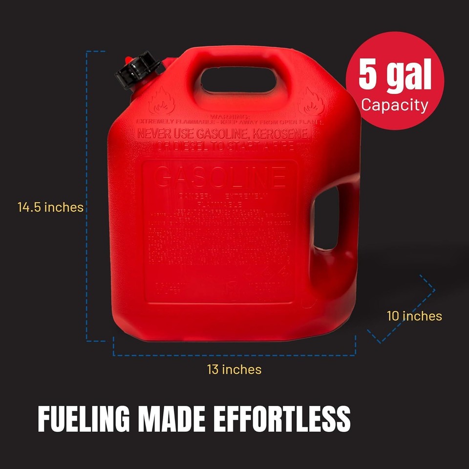 Midwest Can 5610 Auto Shut Off 5 Gallon Gas Can Fuel Containers Red - 4