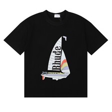 RHUDE Sailboat Men High Quality Leisure Cotton Short Sleeve T-Shirt Polo M-2XL