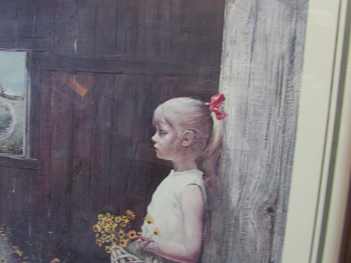 Adolph Sehring Summer Daydream Framed 1975 Litho Print Girl w/ Flowers - 第 3/8 張圖片
