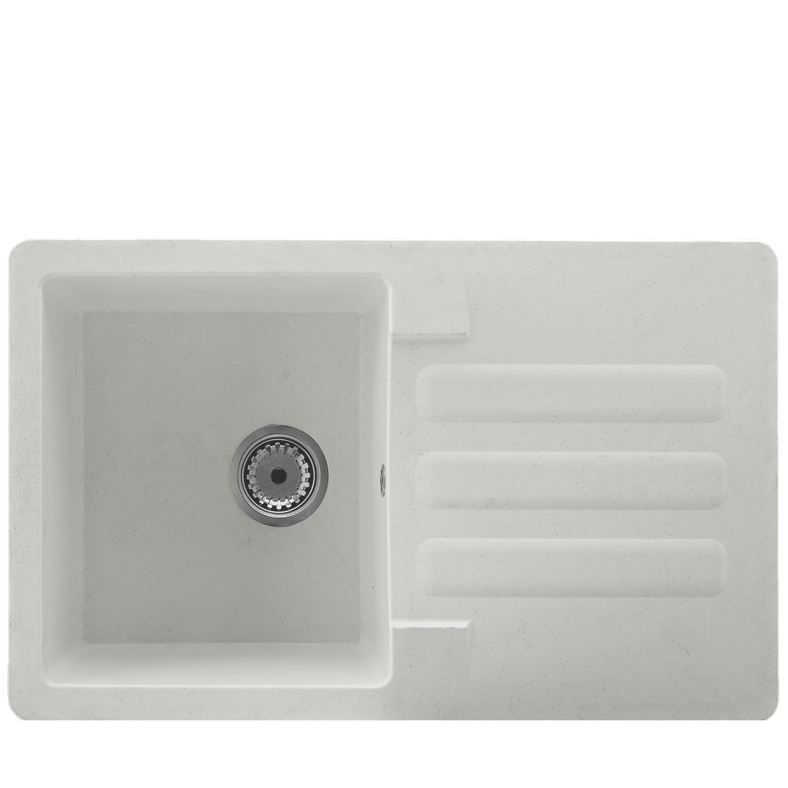 Liquida VG5WH 1.0 Bowl Composite Reversible Inset White Kitchen Sink 810x500mm