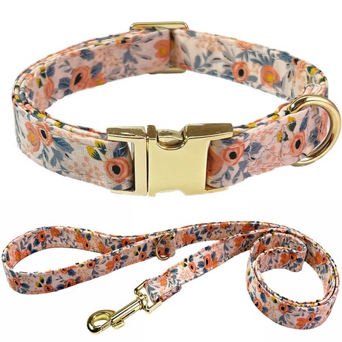 ID Engraved Custom Made Set Personalised Leash Name Cat Dog Collar Flower - Picture 7 of 29