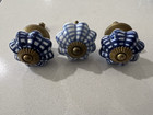 Handmade Blue & White Ceramic Drawer / Cabinet Knobs Shabby Chic Boho
