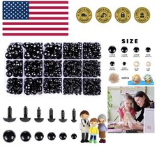 700 Pcs Black Plastic Crochet Safety Eyes with Washers for 6-14mm Stuffed Ani...