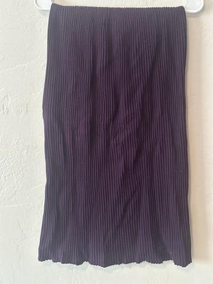 Pleats Please Purple Pleated Knee Length Skirt Elastic Waist Polyester Straight