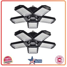120W Deformable LED Garage Lights 5 Panels 12000LM E26 Shop Lamp 2 Pack