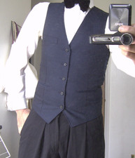 36 38 slim fit Topman Navy Tonic Blue Waistcoat Smart Formal Vest wool blend