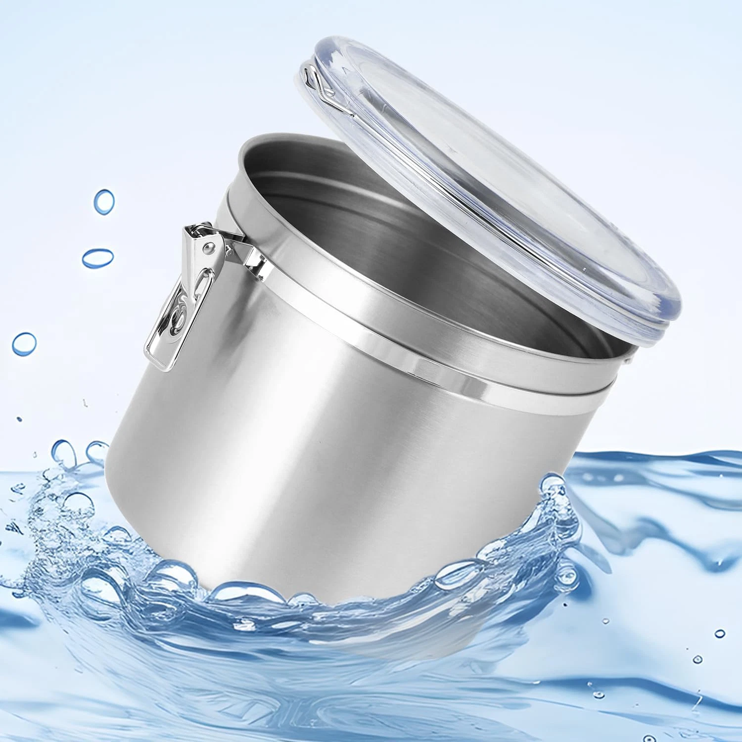 160Oz Stainless Steel Airtight Canister Clear Lid Kitchen Storage Large Metal