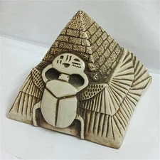 Ancient Egypt Pyramid Sculpture – Winged Scarab Home Decor Souvenir