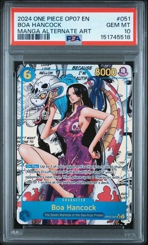 One Piece TCG OP07-051 SR Boa Hancock Manga Art PSA 10 English New