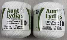 Aunt Lydia's Viscose From Bamboo Crochet Thread Size 10 White 600 Yds New