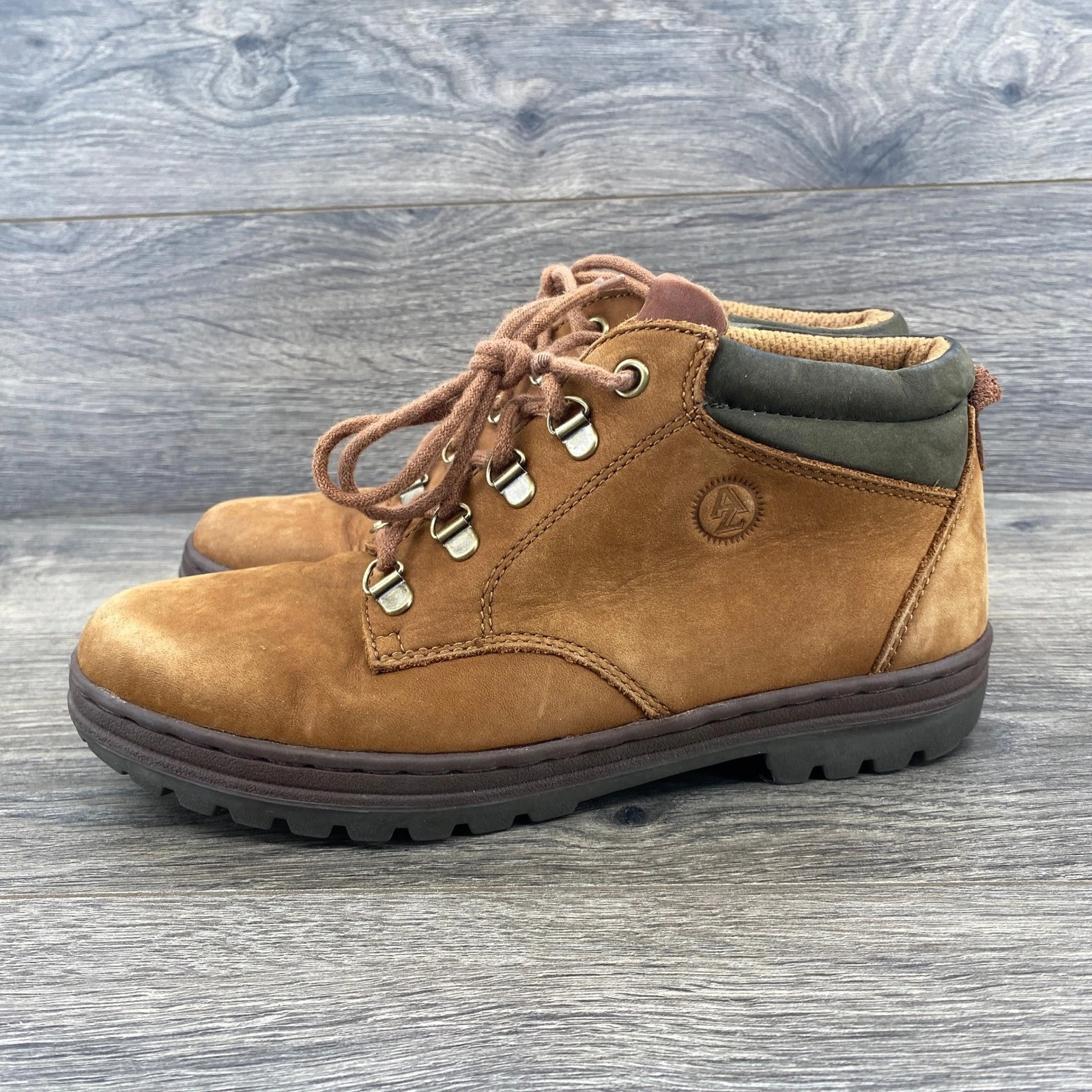 Arizona Jean Company Hiking Boots Mens 8M Tan Leather Lace Up Lug Sole 7115