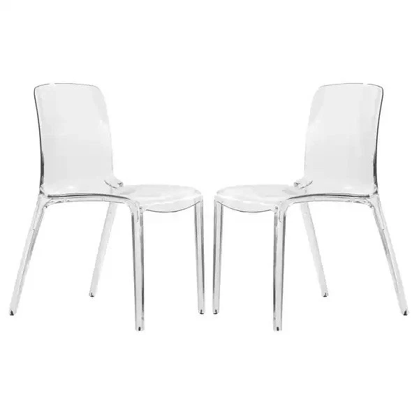 2 sillas de comedor apilables de acrílico transparente con asiento de borde de cascada - nuevas + caja Foto 2 de 4