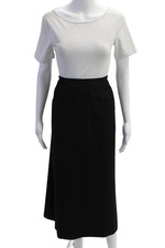 Eskandar Womens Stretch Midi Skirt Black Size 2