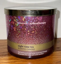 Bath & Body Works Aromatherapy NIGHT TIME TEA Scented 3-Wick Candle 14.5 oz *NEW