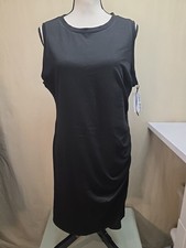 NINE WEST Casual Body Hugging Ruched Black Tank Dress Women’s Size XL NWT