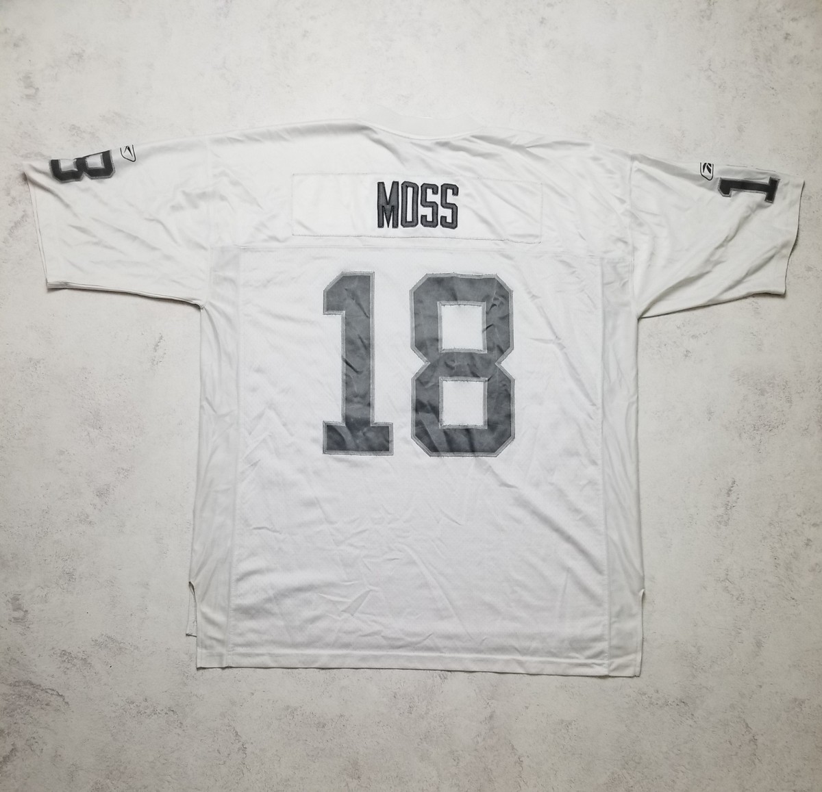 Randy Moss Oakland Raiders #18 Reebok Sewn Authentic White Jersey