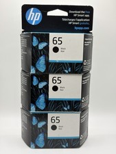 (3 PACK ) Genuine - HP 65 - N9K02AN - Black Noir Ink Cartridge - NEW - 10/2027