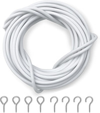 Net Curtain Wire and Hooks Set - 3 Meter Curtain Wire Kit with 4 Eyes & 4 Hooks 