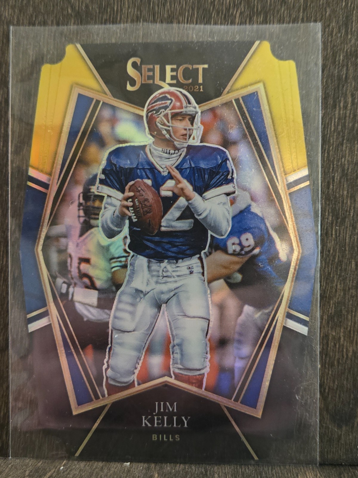 2021  Select  Jim Kelly Yellow & Black Die-Cut Prizm Buffalo Bills