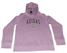  45 Girls Adidas Purple Hoodie Size 14 Large L Youth Pullover Sweatshirt NWT NEW