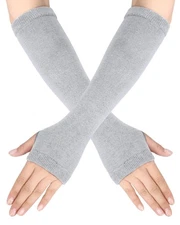 1 Pair Women Winter Knitted Long Fingerless Gloves Arm Warmers with Thum Hole