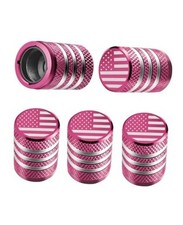 Tire Valve Stem Cap Cover - 5 Pack Tire Air Cap Metal with American Flag Pink