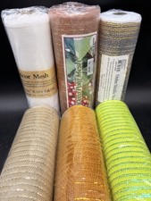 6 Rolls Deco Poly Mesh Foil Iridescent Metallic Mix 10" X 10 Yds New Tan White