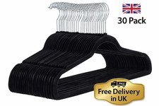 30 Pack Slim Velvet Non Slip Suit Hangers Black Silver ? Space Saving Clothes Ha