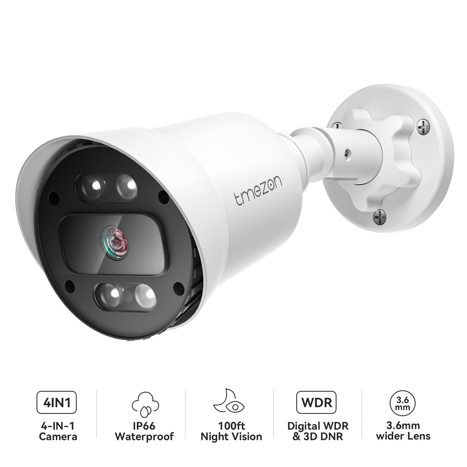 TMEZON 4IN1 HD 1080P Video Outdoor CCTV Security Camera 100ft EXIR Night Vision