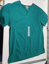 Dickies EDS Signature Unisex V-Neck Medical Scrub Top Green X SMALL