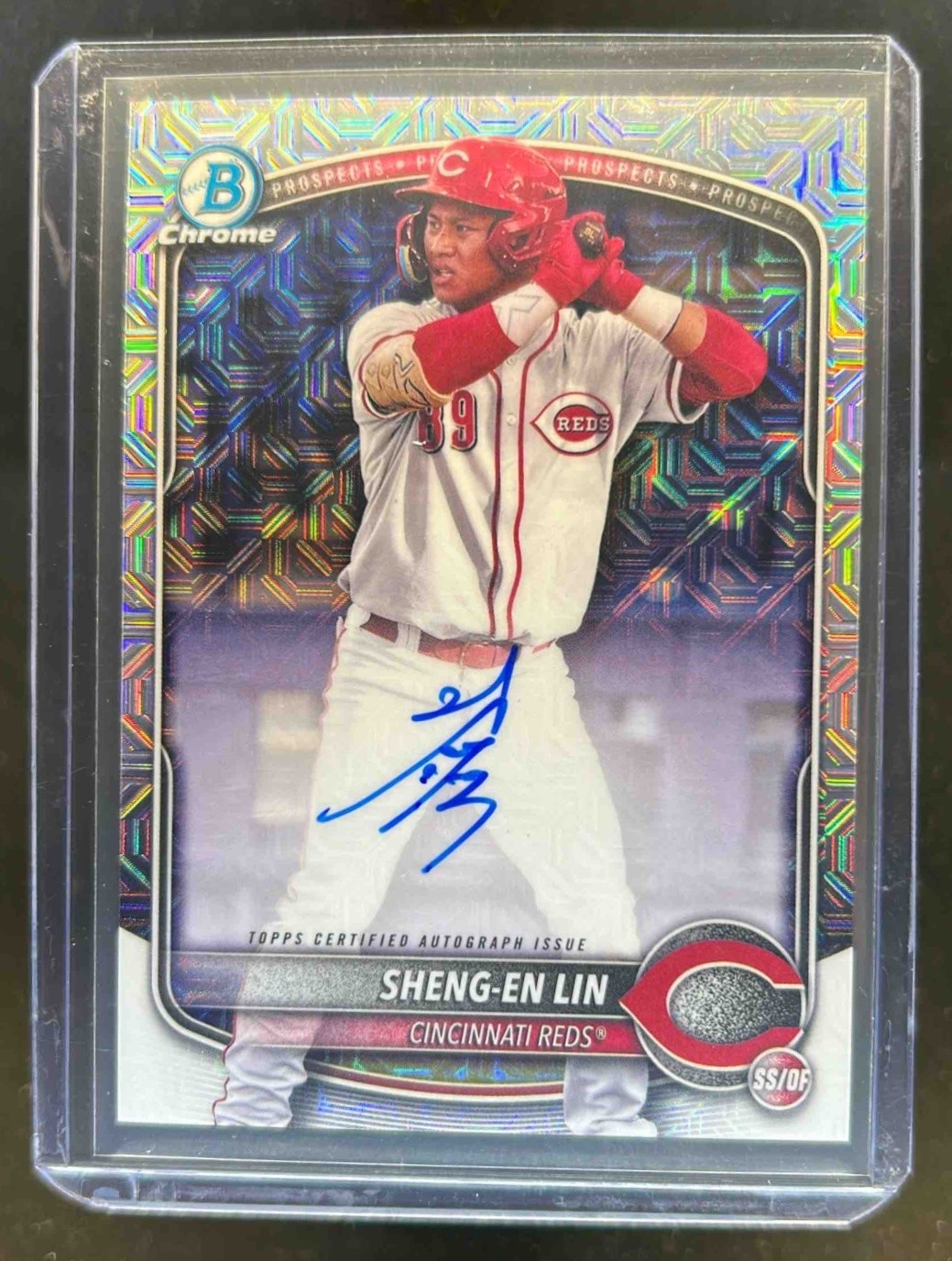 2025 Bowman Sheng-En Lin Chrome Prospect Auto Mega Box Refractor #BMA-SL Reds