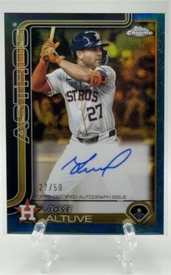 Jose Altuve 2025 Topps Gilded Blue & Gold Refractor Jersey # On-Card Auto 27/50