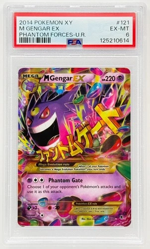 2014 POKEMON XY PHANTOM FORCES ULTRA RARE #121 M GENGAR EX PSA 6