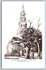 St. Michael's Church Charleston SC Artvue Postcard Elizabeth O'Neill Verner