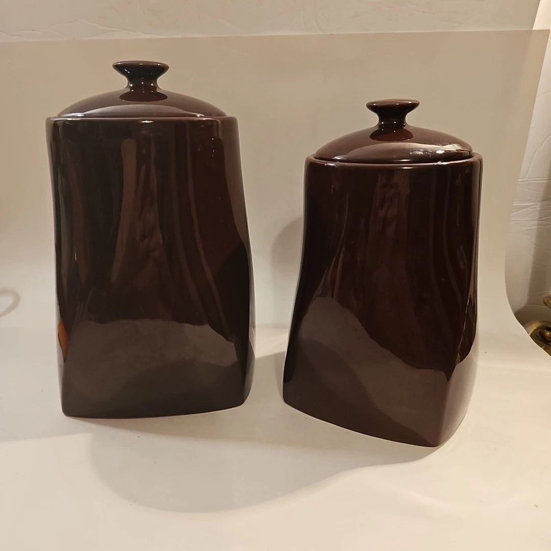 Set Of 2 Raymond Waites Colorworks Brown Canisters