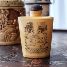 vintage chinese snuff bottle shunga art craved bone.