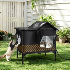 Heated Cat House Outdoor Insulated Waterproof Cat Shelter Small