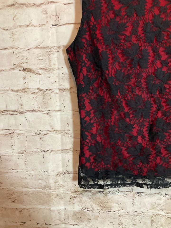 Top Danny & Nicole Whimsigoth para mujer 10 negro y rojo encaje grunge oscuro romántico Foto 2 de 4