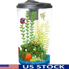 Plastic 6-Gallon Aquarium Kit LED Light Power Filter Tropical Betta Fish Tank US